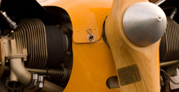 Close up shot Piper Cub propeller.